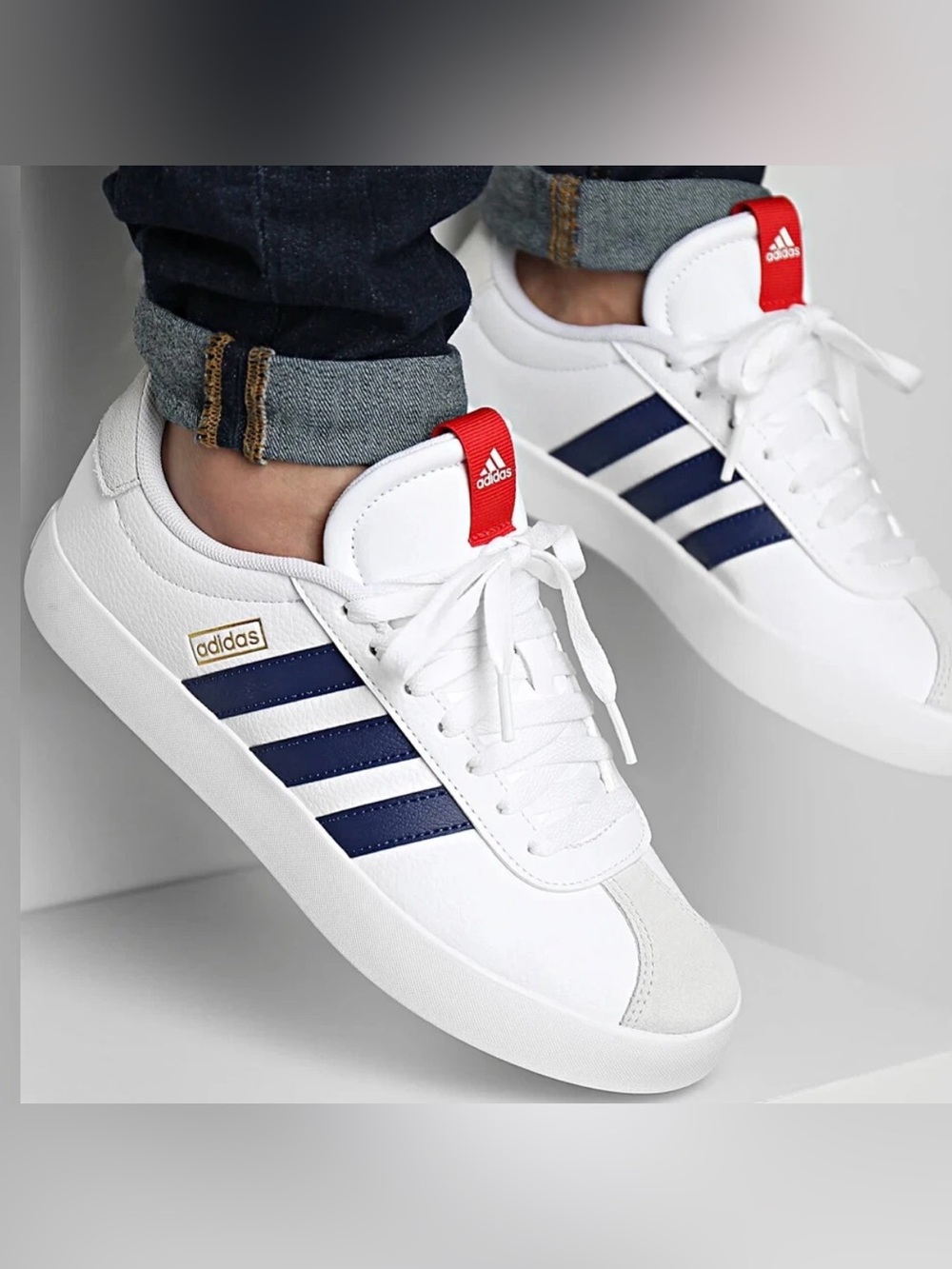 ADIDAS VL COURT 3.0 Low Off White/Cloud White Upper Leather Soft Suede 
Size:6.5
